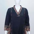 Black Handblock Printed Cotton Kurta Set with Ajrakh Dupatta and Palazzo - Mangaldeep NX