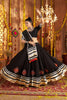 Black Mirror Embroidered Navratri Lehenga Choli Set with Striped Bandhani Dupatta - Mangaldeep NX