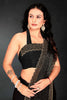 Black Sequin Embellished Party Wear Fandy Saree with Gold Scallop Border - Mangaldeep NX