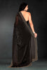 Black Sequin Embellished Party Wear Fandy Saree with Gold Scallop Border - Mangaldeep NX