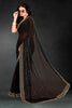 Black Sequin Embellished Party Wear Fandy Saree with Gold Scallop Border - Mangaldeep NX