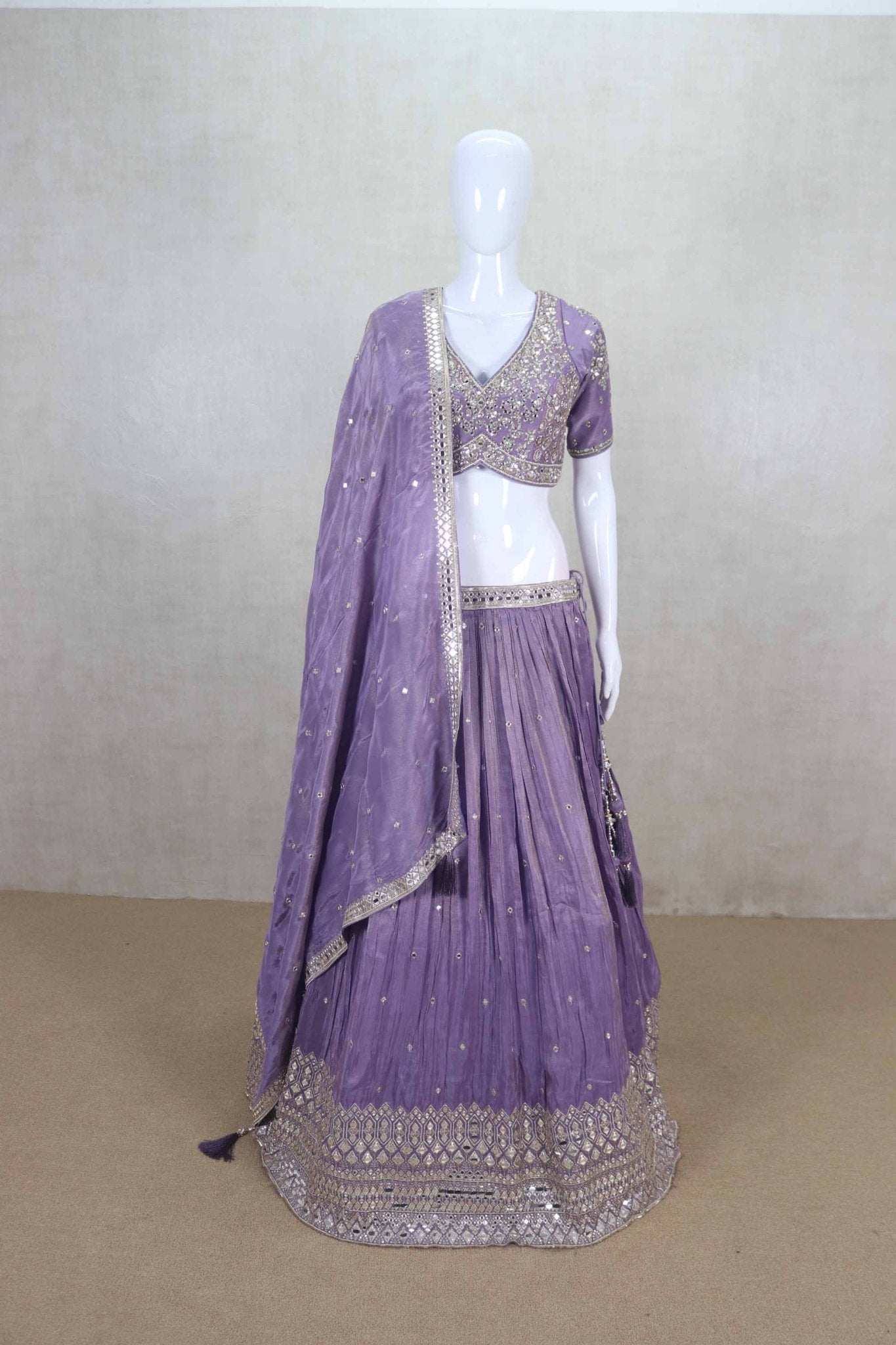 Blissful Purple Silk Lehenga Choli With Dupatta - Mangaldeep NX