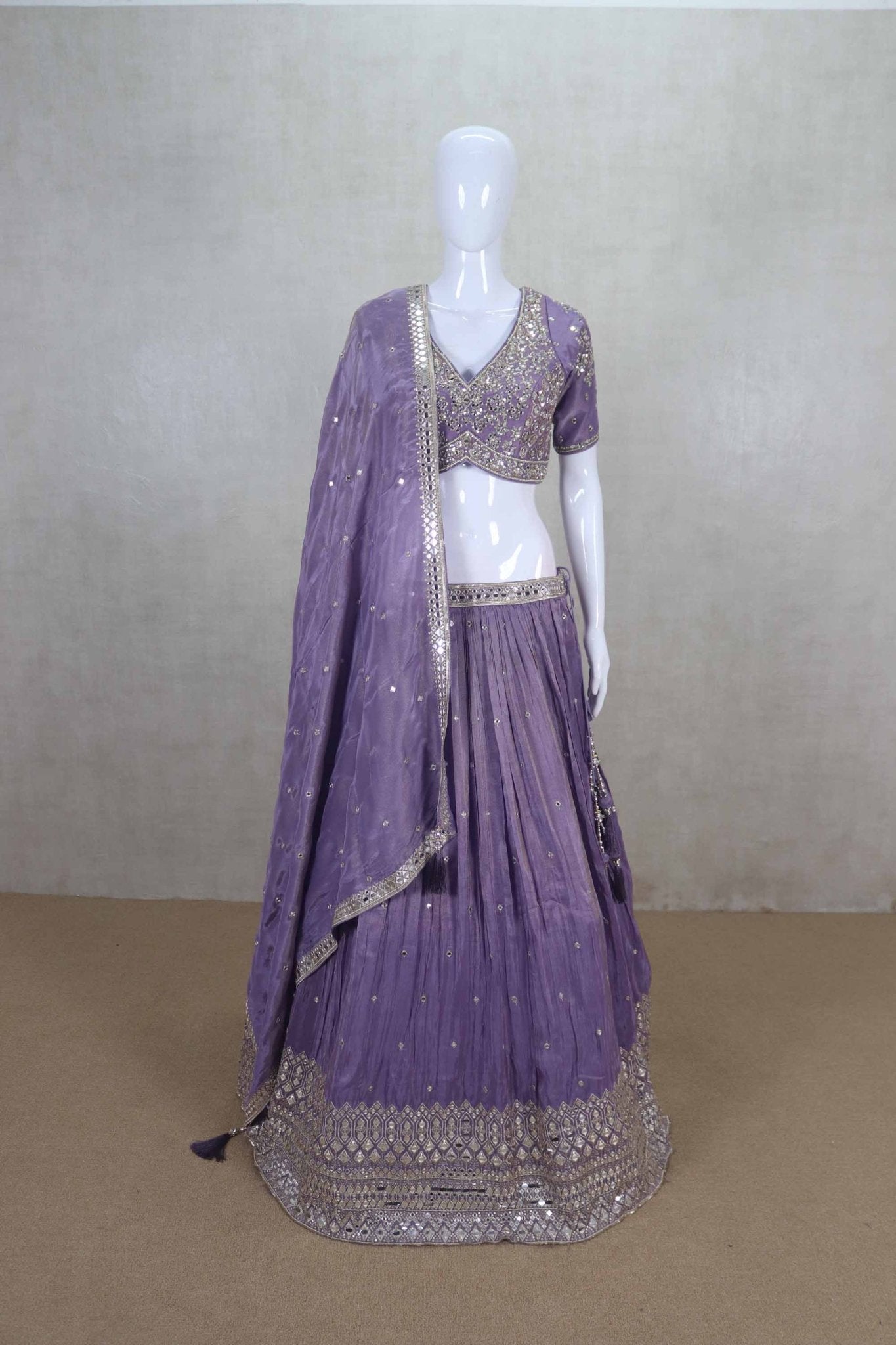 Blissful Purple Silk Lehenga Choli With Dupatta - Mangaldeep NX