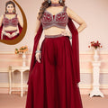 Blooming Maroon Silk Embroidered Palazzo Salwar Suit - Mangaldeep NX