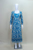 Blue Floral Printed Cotton Suit Set with Embroidered Neck Dupatta - Mangaldeep NX