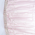 Blush Pink Banarasi Silk Saree with Silver Zari Weaving and Red Floral Embroidered Border - Mangaldeep NX
