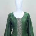 Bottle Green Embroidered Straight Suit Set with Dupatta - Mangaldeep NX