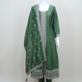 Bottle Green Embroidered Straight Suit Set with Dupatta - Mangaldeep NX