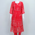 Bright Red Bandhani Printed Georgette Suit Set with Dupatta - Mangaldeep NX