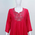 Bright Red Georgette Kurta Set with Mirror Work Embroidery and Matching Dupatta - Mangaldeep NX
