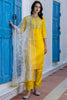 Bright Yellow Embroidered Pant Style Salwar Suit for Women with Dupatta - Mangaldeep NX