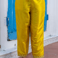 Bright Yellow Embroidered Pant Style Salwar Suit for Women with Dupatta - Mangaldeep NX