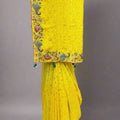 Bright Yellow Georgette Saree with Heavy Embroidered Border - Mangaldeep NX