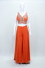 Burnt Orange Embroidered Georgette Palazzo Set with Cape and Bustier - Mangaldeep NX