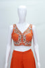 Burnt Orange Embroidered Georgette Palazzo Set with Cape and Bustier - Mangaldeep NX