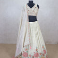 Classy Off - White Floral Embroidered Lehenga Choli - Mangaldeep NX