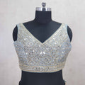 Cool Ice Blue Mirror Work Lehenga Choli with Dupatta - Mangaldeep NX