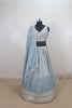 Cool Ice Blue Mirror Work Lehenga Choli with Dupatta - Mangaldeep NX