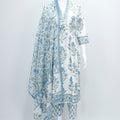 Cotton Floral Printed White Blue Kurta Set with Dupatta - Mangaldeep NX