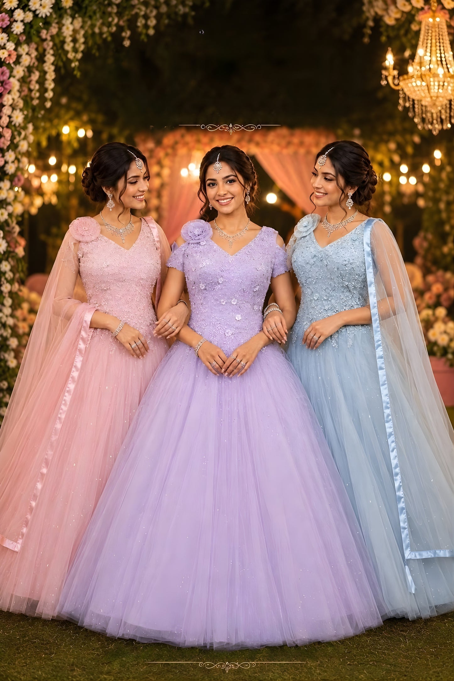 Stylish Sky Blue Net Heavy Embroidered Gown with Designer Dupatta for Wedding and Reception
