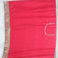 Cream Banarasi Silk Saree Red Meenakari Embroidered Pallu - Mangaldeep NX