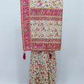 Cream Banarasi Silk SareeVibrant Rajasthani Wedding Scene Pallu - Mangaldeep NX