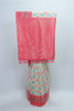 Cream Ikat Print Saree with Contrasting Pink Banarasi Woven Pallu and Border - Mangaldeep NX