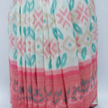 Cream Ikat Print Saree with Contrasting Pink Banarasi Woven Pallu and Border - Mangaldeep NX