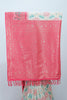 Cream Ikat Print Saree with Contrasting Pink Banarasi Woven Pallu and Border - Mangaldeep NX