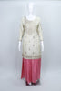 Cream Pink Embroidered Kurta with Striped Sharara and Dupatta Festive Ethnic Set for Women - Mangaldeep NX