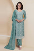 Cyan Embroidered Straight Cut Salwar Suit with Dupatta - Mangaldeep NX