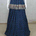 Dark Blue Mirror Work Crop Top Style Lehenga Set with Embroidered Dupatta - Mangaldeep NX