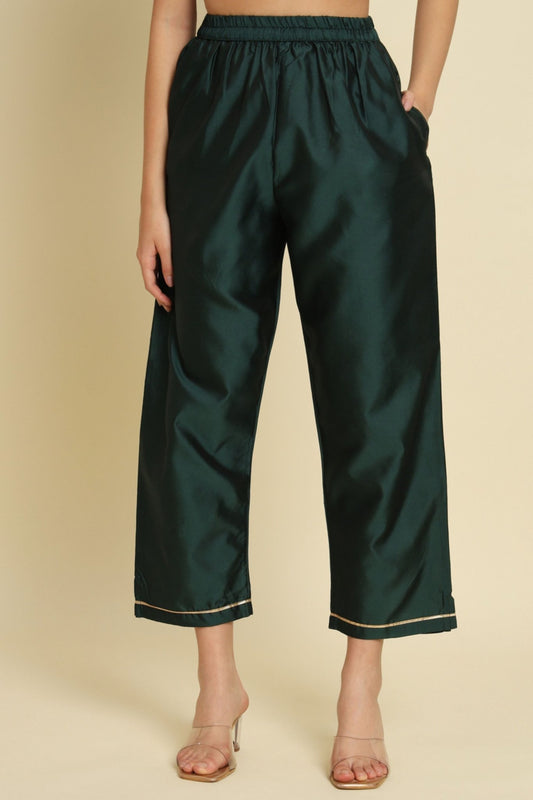 Dark Green Cotton Silk Jacquard Salwar Suit with Zari Woven Dupatta - Mangaldeep NX