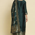 Dark Green Cotton Silk Jacquard Salwar Suit with Zari Woven Dupatta - Mangaldeep NX