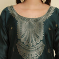 Dark Green Cotton Silk Jacquard Salwar Suit with Zari Woven Dupatta - Mangaldeep NX