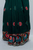 Dark Green Gujarati Mirror Work Embroidered Saree with Elephant Motif and Tassel Border - Mangaldeep NX