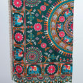 Dark Green Gujarati Mirror Work Embroidered Saree with Elephant Motif and Tassel Border - Mangaldeep NX
