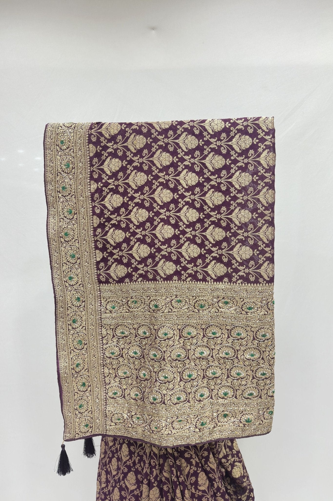 Dark Maroon Banarasi Silk Saree - Mangaldeep NX