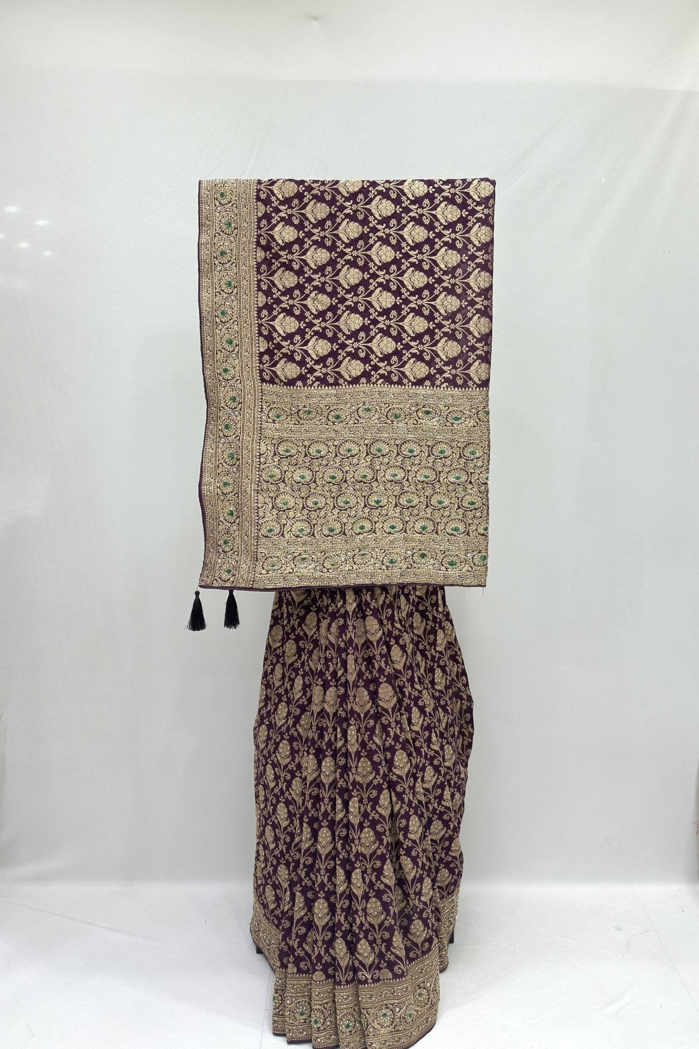 Dark Maroon Banarasi Silk Saree - Mangaldeep NX