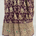 Dark Maroon Banarasi Silk Saree - Mangaldeep NX