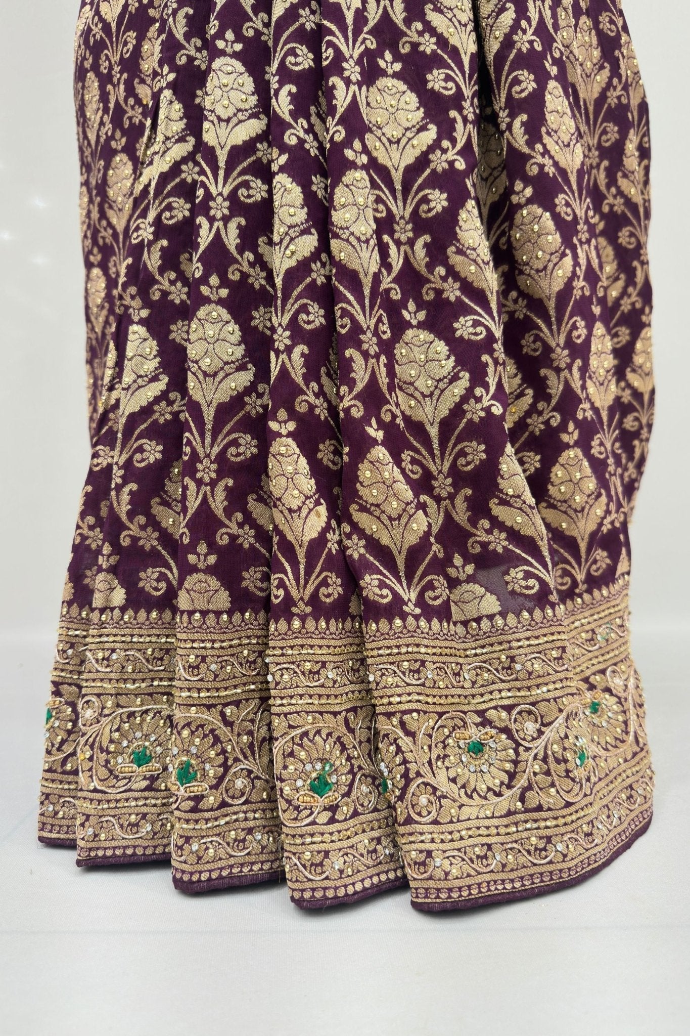 Dark Maroon Banarasi Silk Saree - Mangaldeep NX