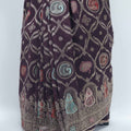 Dark Maroon Banarasi Silk Saree with Zari Embroidery and Traditional Dancing Lady Motifs - Mangaldeep NX