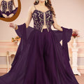 Dashing Purple Embroidered Crop Top Palazzo Suit - Mangaldeep NX