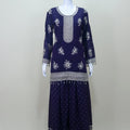 Deep Purple Sharara Suit Set with Heavy Silver Embroidery Dupatta - Mangaldeep NX