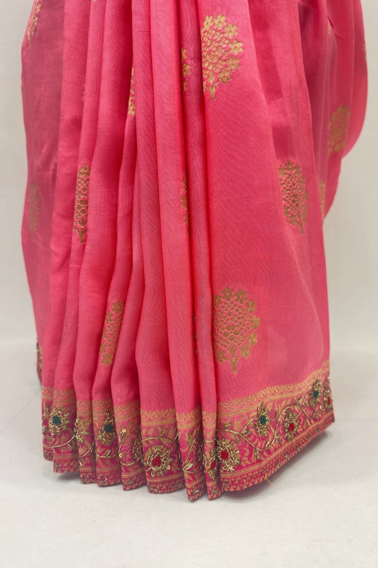 Delicate Pink Dola Silk Saree - Mangaldeep NX