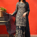 Designer Black and Gold Embroidered Sharara Suit for Women - Mangaldeep NX