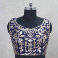 Designer Navy Blue Embroidered Silk Lehenga Choli with Dupatta - Mangaldeep NX