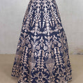 Designer Navy Blue Embroidered Silk Lehenga Choli with Dupatta - Mangaldeep NX
