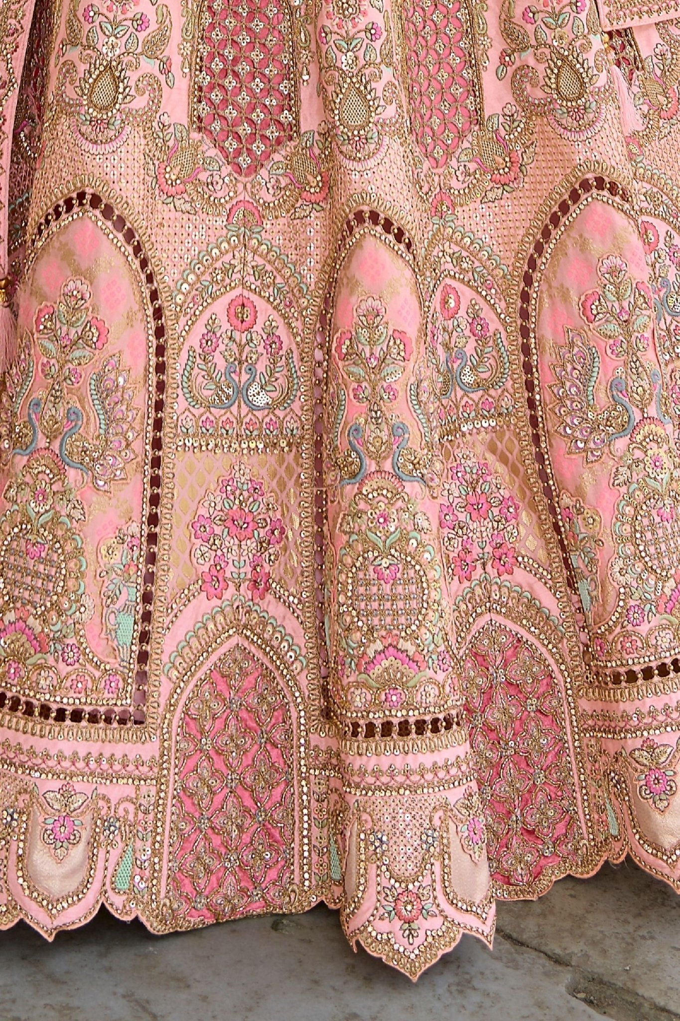 Designer Pastel Pink Bridal Lehenga Choli with Heavy Embroidery and Zari Work - Mangaldeep NX