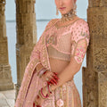 Designer Pastel Pink Bridal Lehenga Choli with Heavy Embroidery and Zari Work - Mangaldeep NX